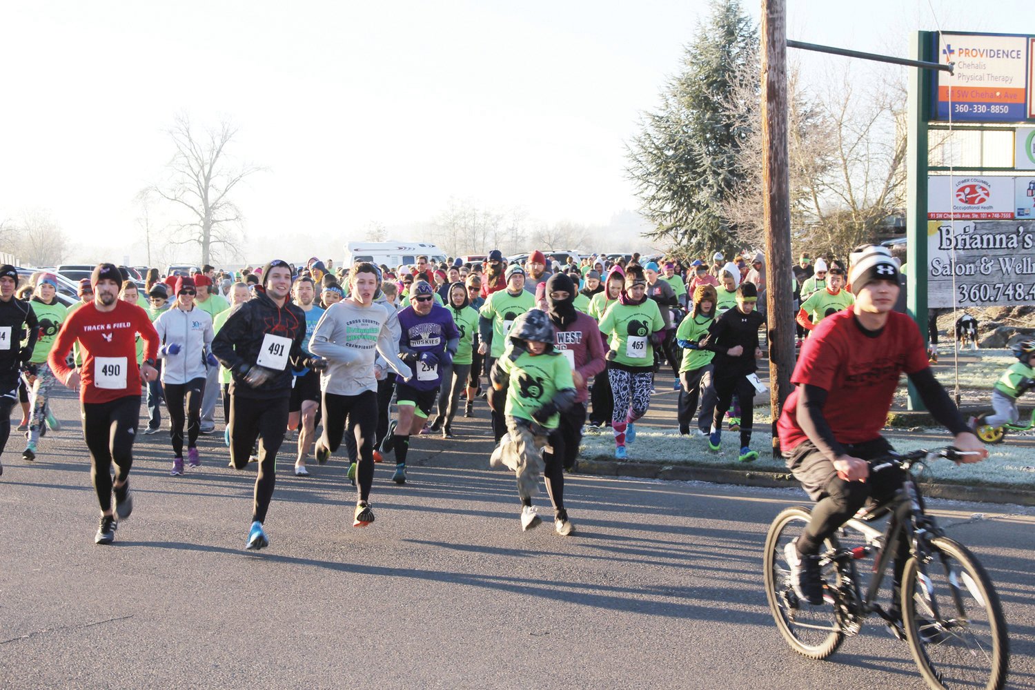About 358 participants begin the Thorbeckes Turkey Trot 5K in Chehalis in this November 2015 file photo.